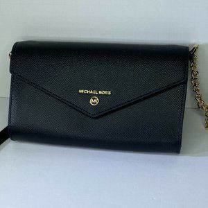 Michael kors black leather crossbody purse